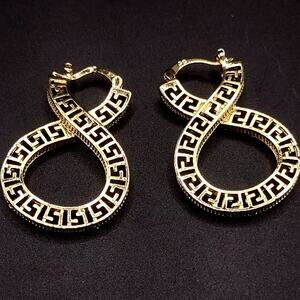 18k Gold Plated Boho Ethnic Figure 8 Dubai Earrings Lever Back Women's Gift